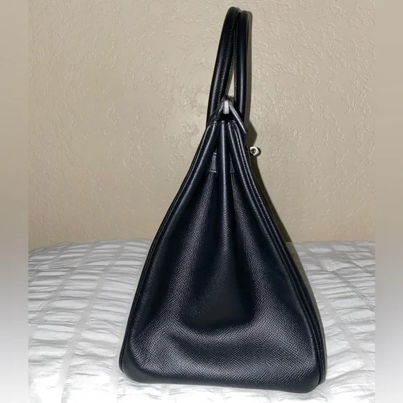 HP🎉RARE HERMÈS BIRKIN BRUSHED PALLADIUM HW EPSOM BLACK LEATHER 35 cm - Picture 5 of 16